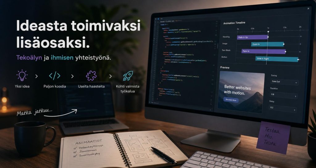 Miten pienestä ideasta kasvoi kokonainen ohjelmistoprojekti – tekoälyn kanssa